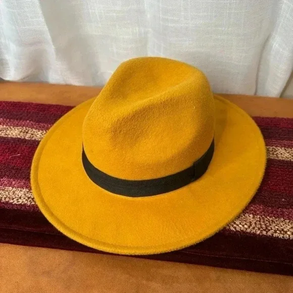 Panama Style Fashion Hat Mustard - Picture 1 of 5